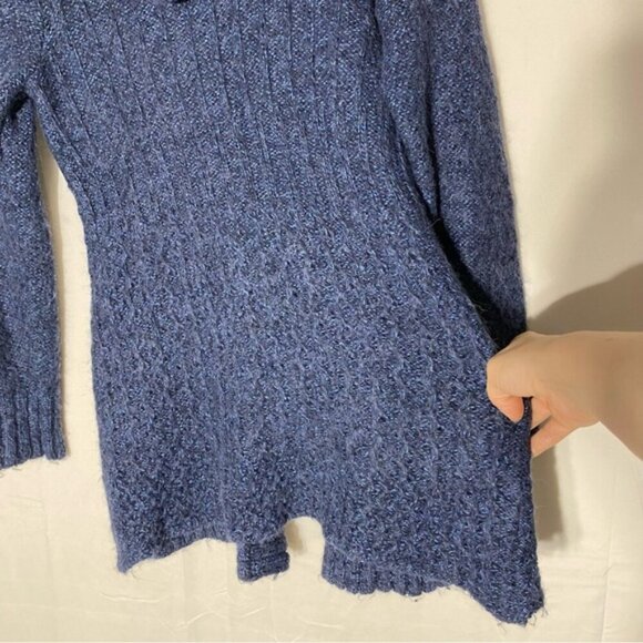 Vintage La Llama Blue Alpacaa Blend Knit Button Front Cardigan W Hood M - Picture 12 of 14